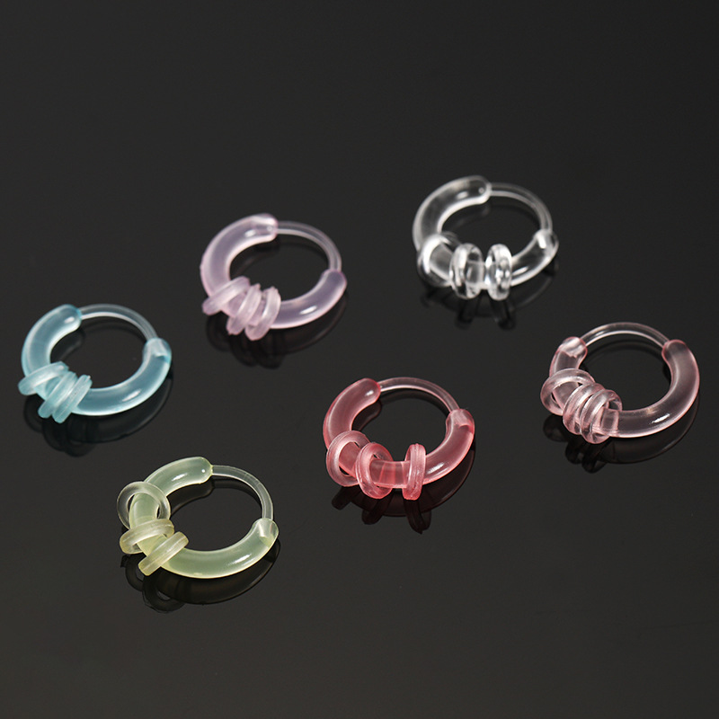 Resin Ear Holes Ear Studs Women's Earrings New Fashionable Color Ring Ear Buckle Korean-style Student All-match Ear Ring Earrings