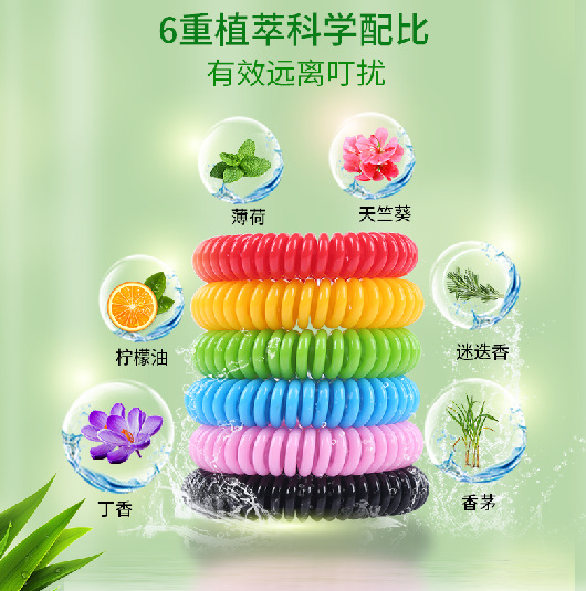 Plant Essential Oil Phone Coil Anti-Mosquito Bracelet Independent English Packaging Eva Cross-Border Hot-Selling Anti-Bite Bracelet Ready for Sale