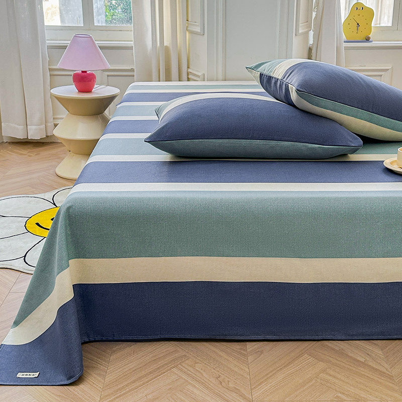 Old Coarse Cloth Bed Sheetss Linen Cotton Linen Pure Cotton 100 Cotton Dormitory Student Home Summer Mat Three-Piece Set