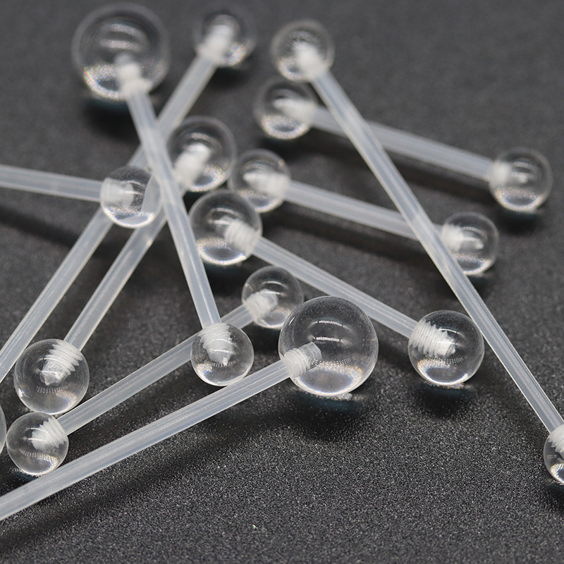 Transparent Tongue Nail Uv Soft Rod Body Piercing European and American Acrylic Wholesale Tongue Nail Jewelry Titanium Steel Tongue Nail Tongue Nail Replacement