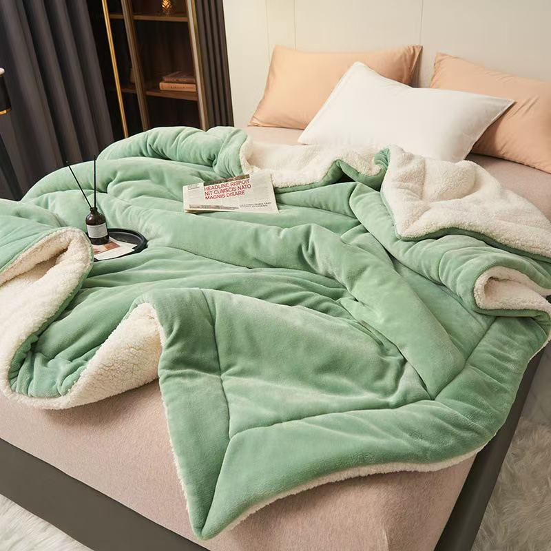 Light luxury flannel thickened lambswool single double office dormitory bed quilt nap air conditioning sofa blanket