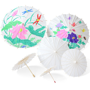 DIY Painting Oil Paper Umbrella Kindergarten Corridor Classroom Air Hanging Decoration Children's Creative Handmade Graffiti Blank Umbrella