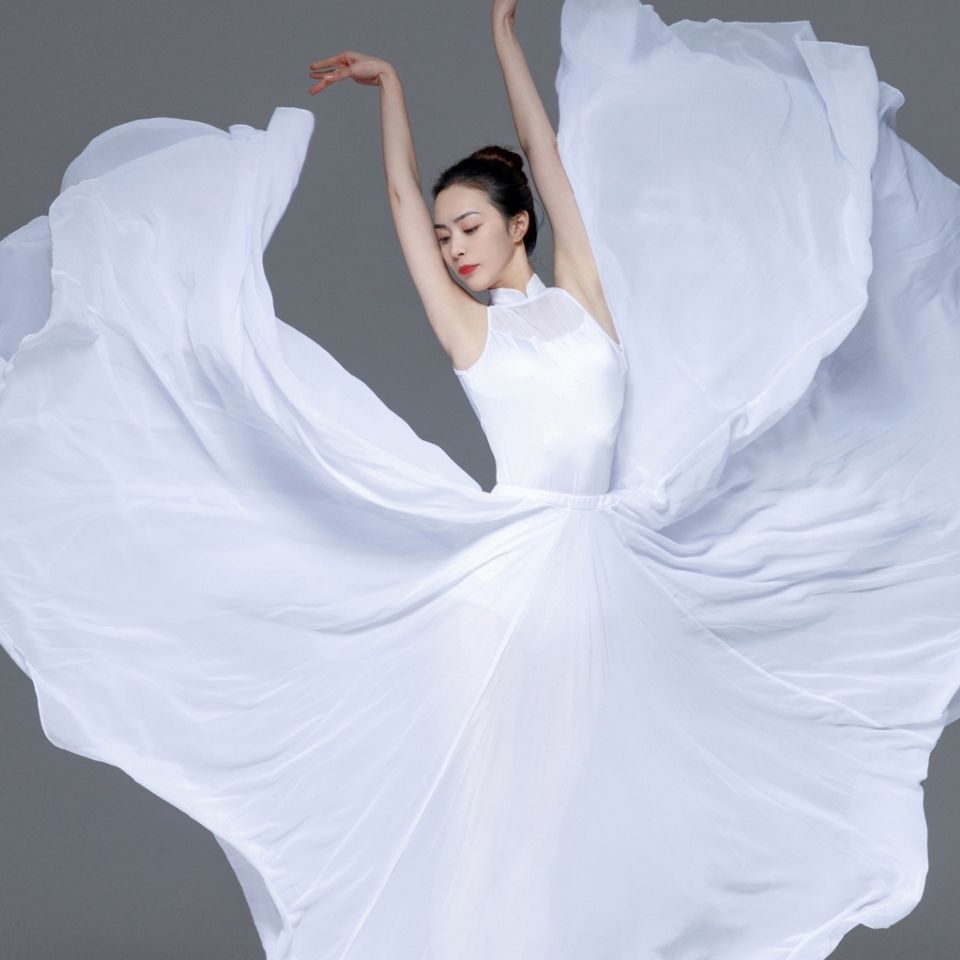 [Монохромный танец] Однослойная балетная юбка с большим размахом для современных танцев и художественных тестов
