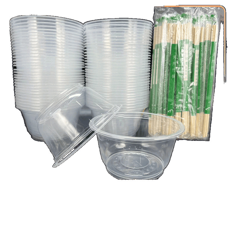 Disposable Tableware Plastic Bowl Packaging Thickeneded Takeaway Small Lunch Box Fast Food Box with Lid Square Round Soup Bowl Wholesale