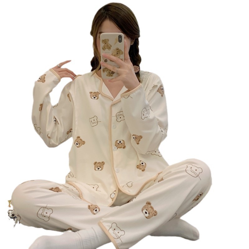 Spring and summer thin cotton postpartum breastfeeding breastfeeding loose sweat absorbent clothes pregnant women pajamas women autumn May 6