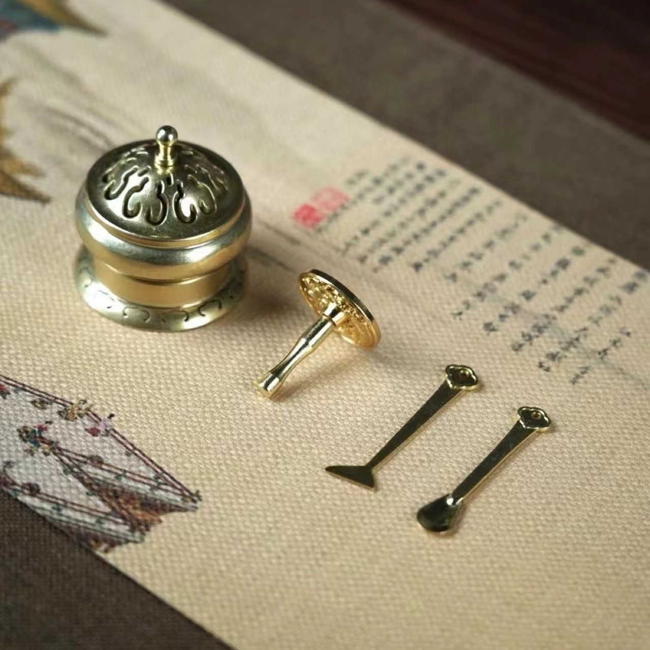 Mini Antique One-piece Furnace Incense Way suit Fragrance Seal Tool Fragrance Ash Fragrance Powder Household Indoor Incense Furnace Factory Outlet