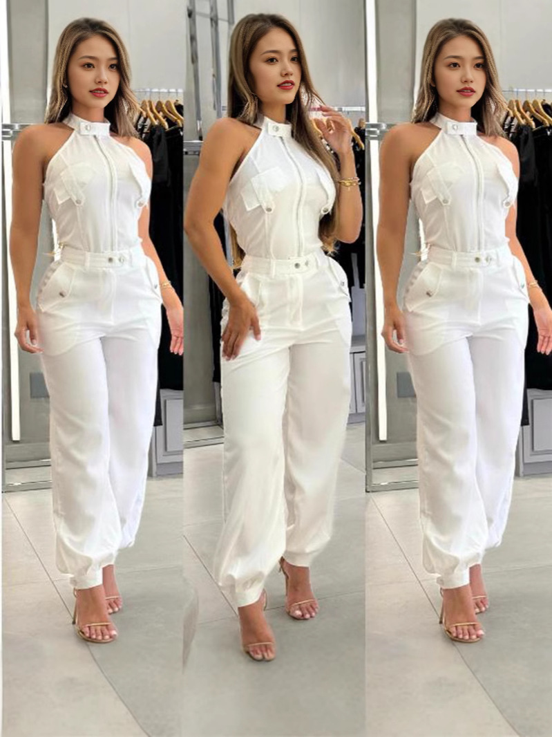 Amazon Europe and the United States cross-border new women's summer sexy neck top casual overalls two-piece suit women