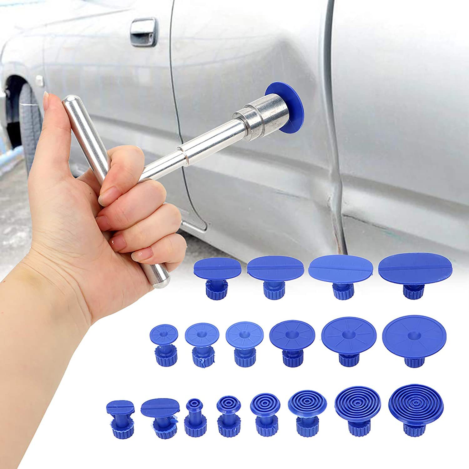 19pcs Car DenT Repair Tool T-Type Puller Free SheeT MeTal DenT Collision Ice Beak Repair Tool