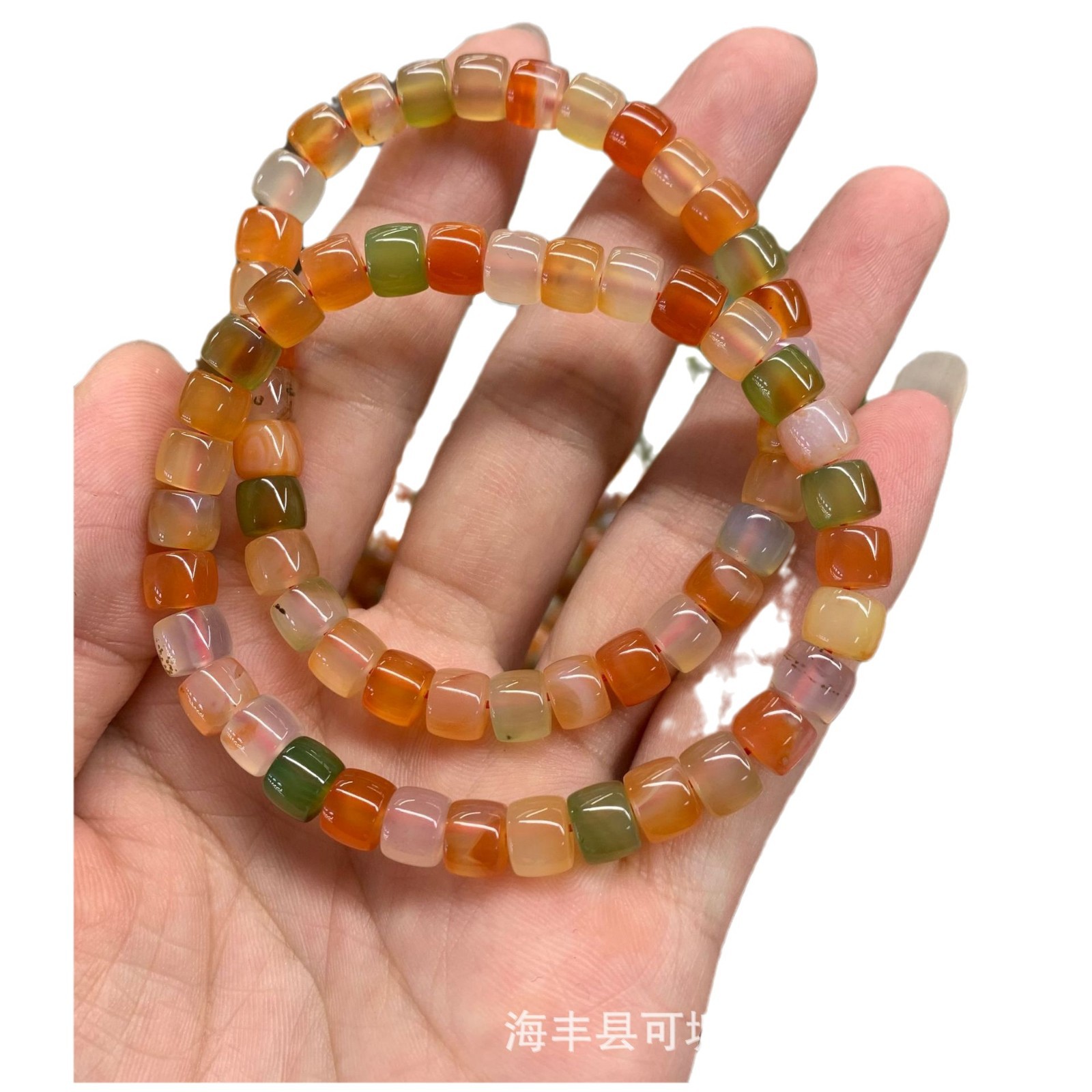 Natural straight cut color agate bracelet salt source tablet bead bracelet factory wholesale supply live welfare net red sugar
