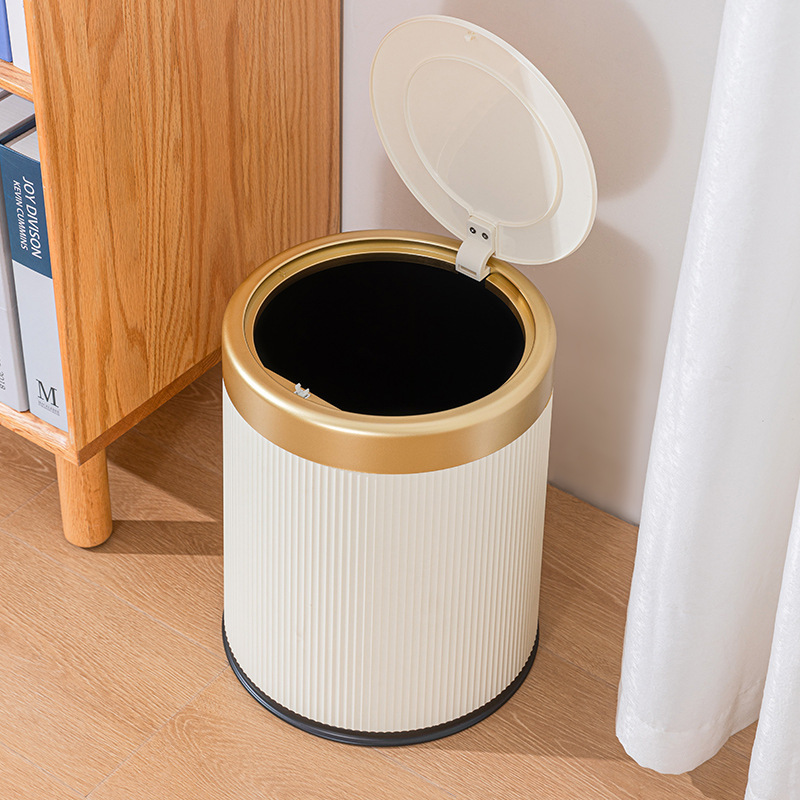 Press-Type Large-Capacity, High-Looking, Light-Luxury Press-Type Household Living Room, Kitchen, Bathroom and Toilet Trash Can with Lid