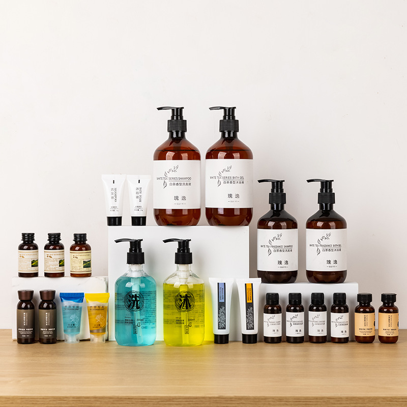 Five-Star Hotel Bathhouse Large Bottle of White Tea Shampoo and Shower Gel B&B Special Disposable Wash Cover