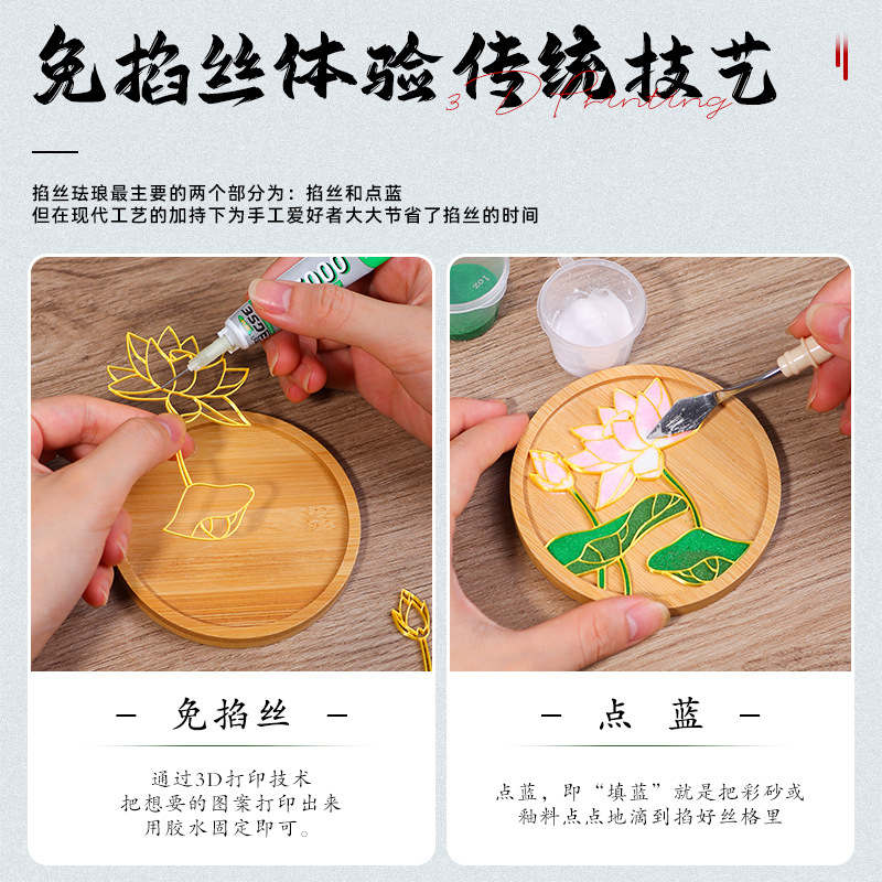 Cloisonné No-Fretwork Enamel Coaster DIY Handmade Material Kit Salon Gift Community Team-Building Activity Semi-Finished Product