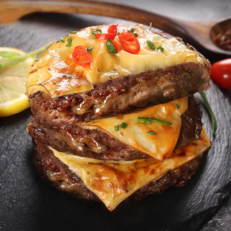 Special Beef Cake for Hamburg Breakfast Semi-finished Fresh Beef Fillings Low-fat Hamburger Cake Commercial Beef Cake Wholesale