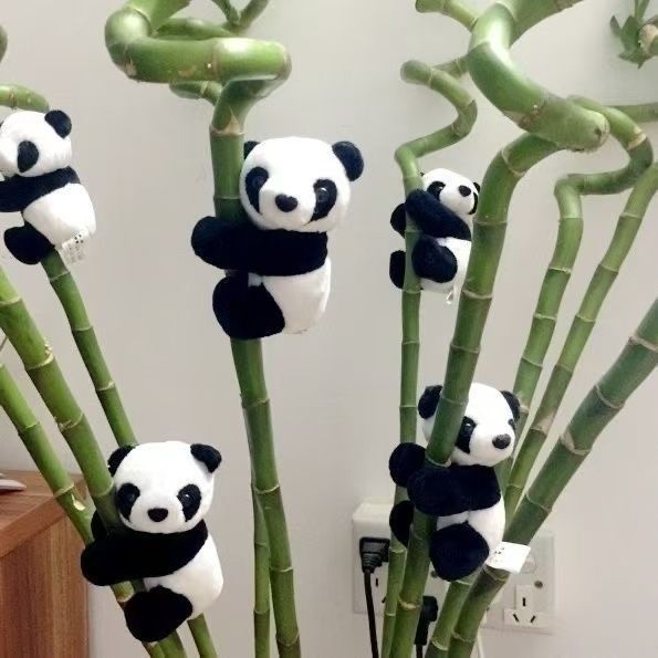 Mini Panda Plush Clip for Bedroom Potted Plants Creative Gift Desktop Plush Toy Cute Small Pendant
