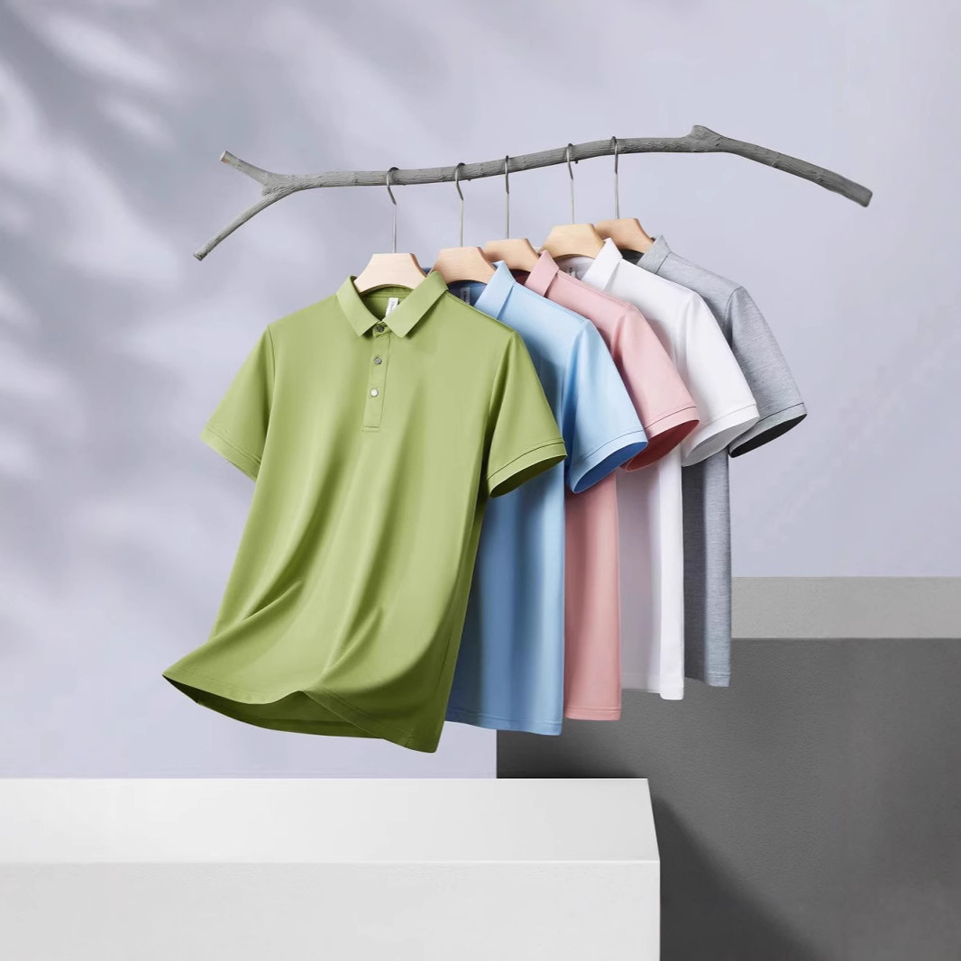 Ice Silk Quick-Drying Polo Shirt Solid Color Lapel Short-Sleeve with Logo Embroidery and Lettering Corporate Workwear for Men and Women
