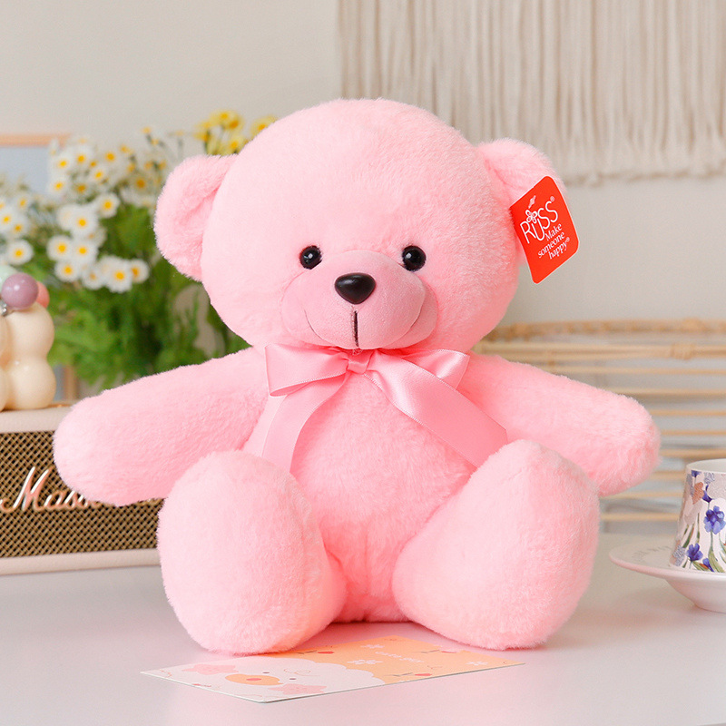 New Colorful Coco Bear Doll Bow Tie Bear Plush Toy Candy Color Bear Children's Doll Birthday Gift Brown