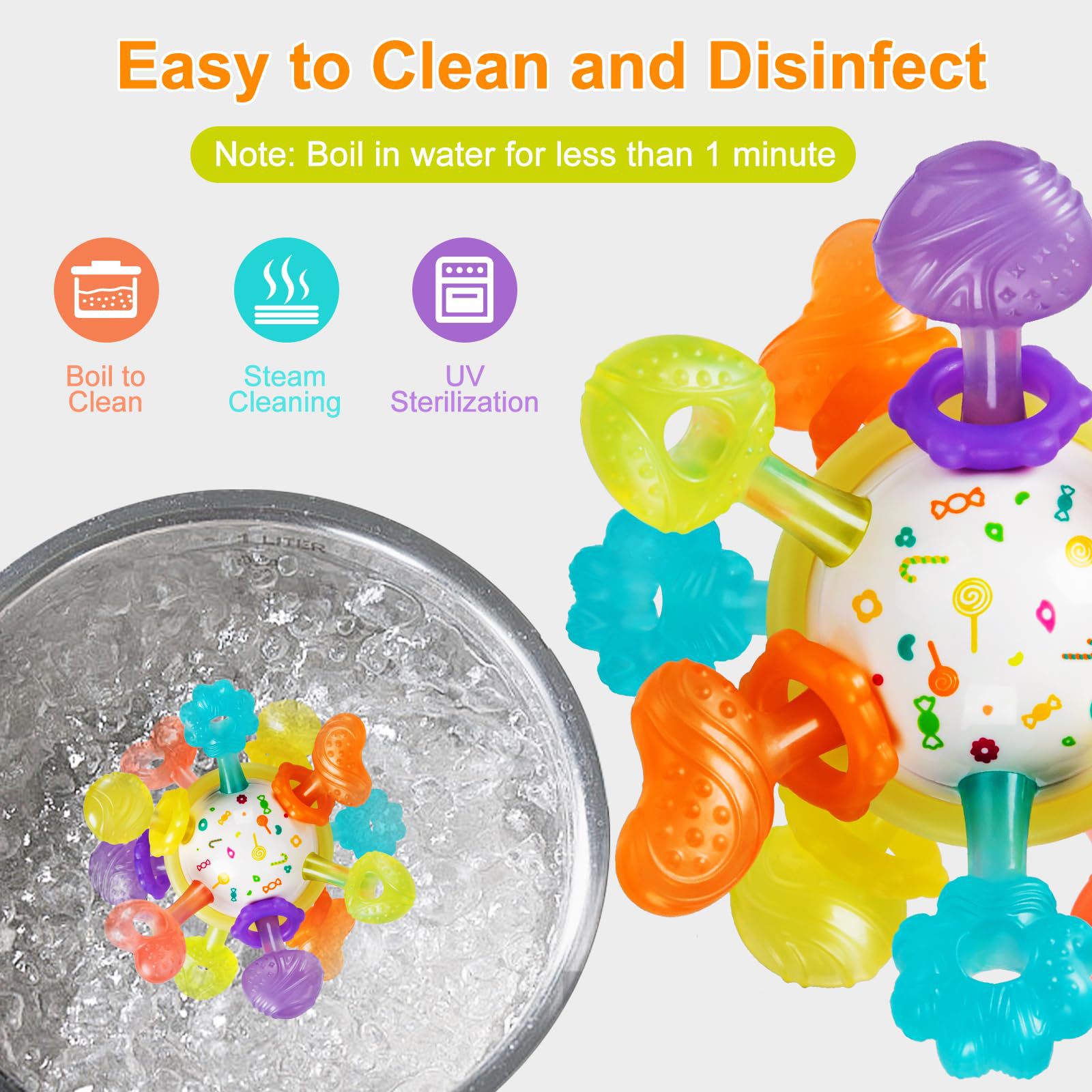 Cross-border Early Childhood Education Montessori Silicone Bite Grip Sensory Lala Fun Hand Grab Ball Toy