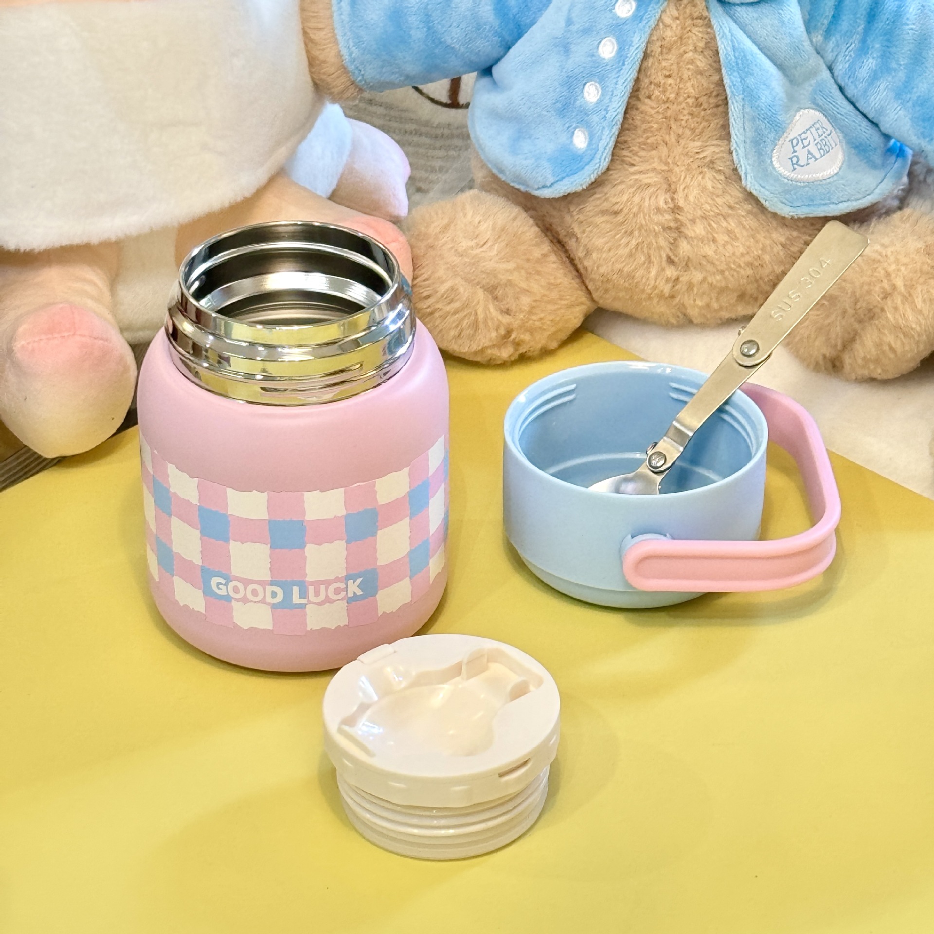 New Creative Cartoon Braised Pot 316 Stainless Steel Braised Beaker with Stainless Steel Spoon Large Capacity Portable Water Cup