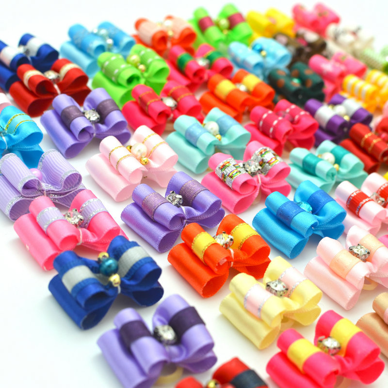 Bow Pearl Pet Rubber Band Hair Accessory Teddy Bichon Dog Cat Fashion Pet Head Flower Ready Stock