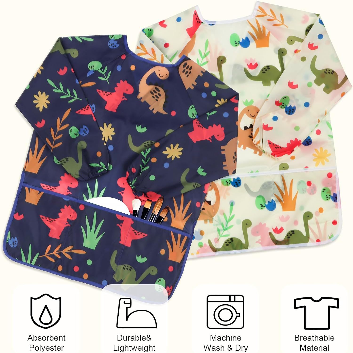 Cross-border factory children's apron art painting kindergarten painting clothes waterproof coverall baby anti-wear eating clothes