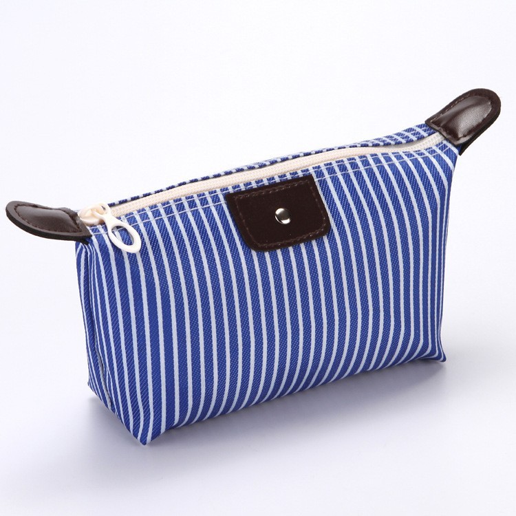 Korean Style Stripesd Dumpling Cosmetic Bag Dumpling Bag Foldableing Cosmetic Toiletry Bag Carrying Travel Cosmetics Bag Factory Wholesale