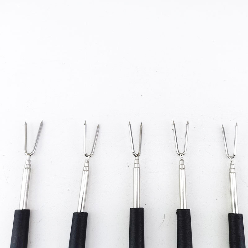 Spot Barbecue Fork Outdoor Portable Barbecue Tool Barbecue Fork Stainless Steel V-Shaped Creative Telescopic Barbecue Needle Bbq Fork