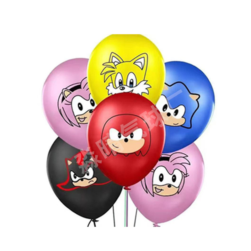 Wholesale Cartoon Balloons Sonic the Hedgehog Theme Birthday Party Balloon Decoration 12inch Cartoon Balloon Set