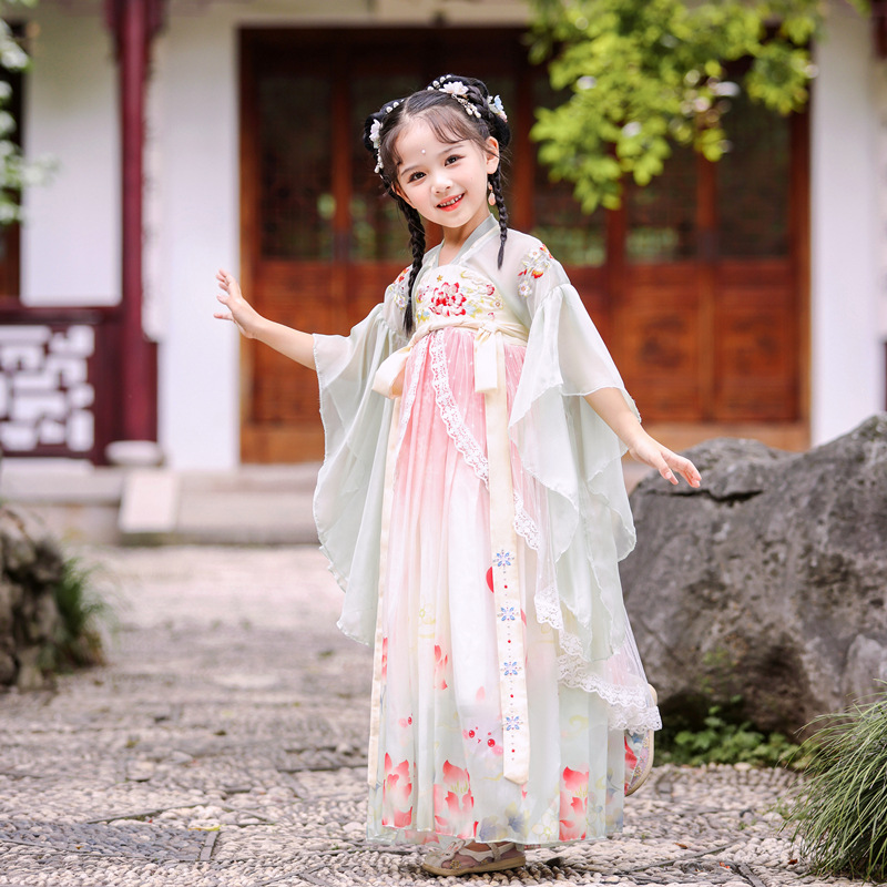 Han Dynasty Girls Summer Thin Chinese Style Kidsren's Super Fairy Tang Suit Skirt Girls Ancient Style Dress 2025 New Style