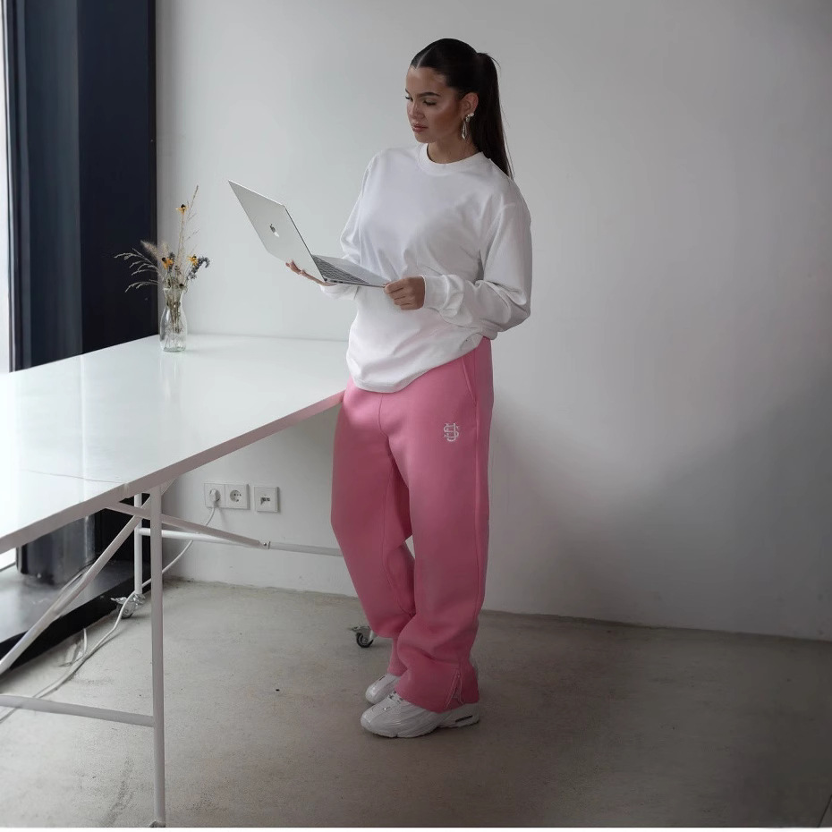 Casual Embroidered Zipper Sweatpants High Street Hip-Hop Streetwear Unisex Wholesale