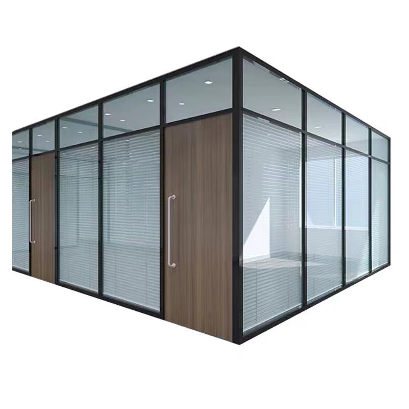 Office glass partition fireproof tempered glass wall office building sound insulation room aluminum alloy double glass louver high partition