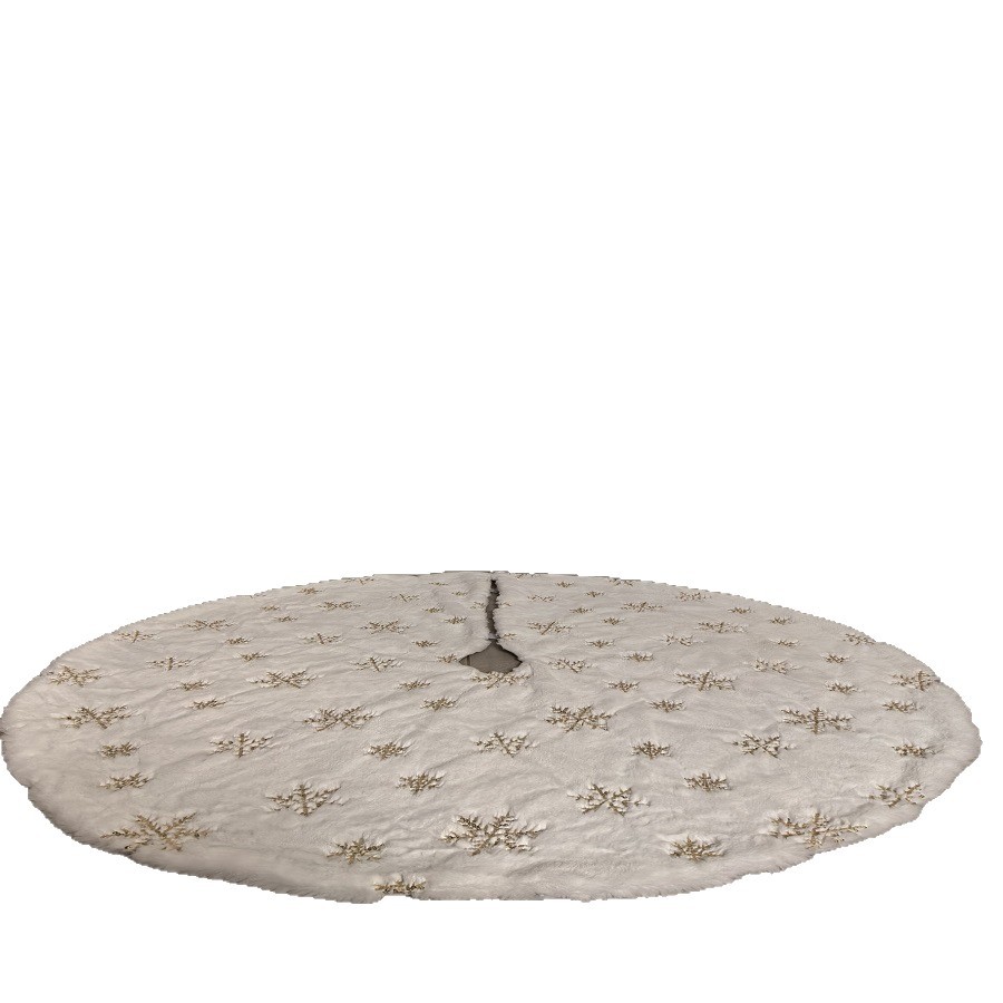 Christmas Tree Skirt Decorations. Rabbit Plush Embroidered Sequin Snowflake Tree Skirt. Golden Silver Snowflake Christmas Tree Skirt