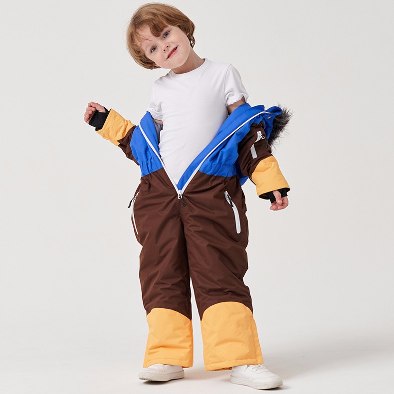 Cartoon Ski Suit suit for Boys and Girls Detachable Glue Sealed Suit Cotton Waterproof Children's Ski Suit
