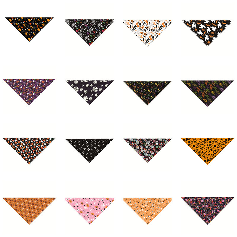 Cross-border Amazon Halloween pet saliva towel pet scarf pet triangle towel dog bib cat dog scarf