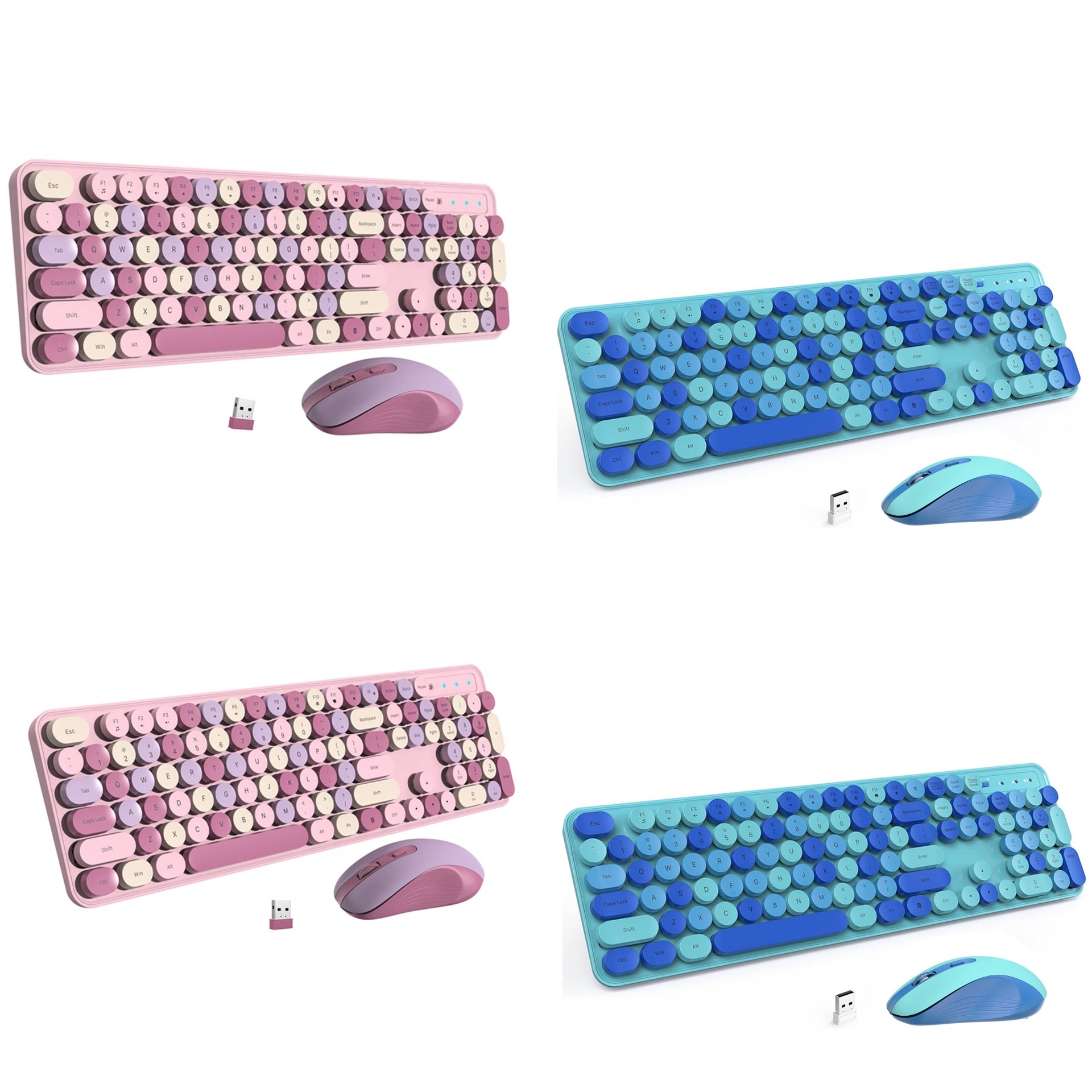 Factory Direct Retro Wireless Keyboard suit Hot-selling Macaron Mouse Office Mouse and Keyboard for Home