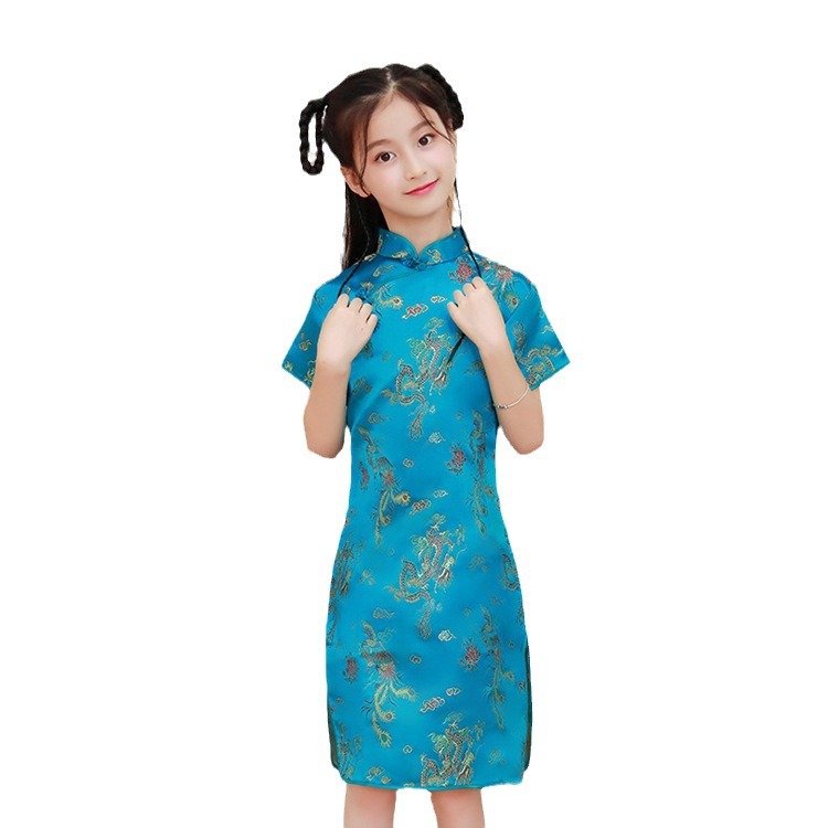 Girls' Cheongsam Summer New Retro Style Improved Princess Dress Chinese Style Kidsren's Tang Suit Girl Baby Dress