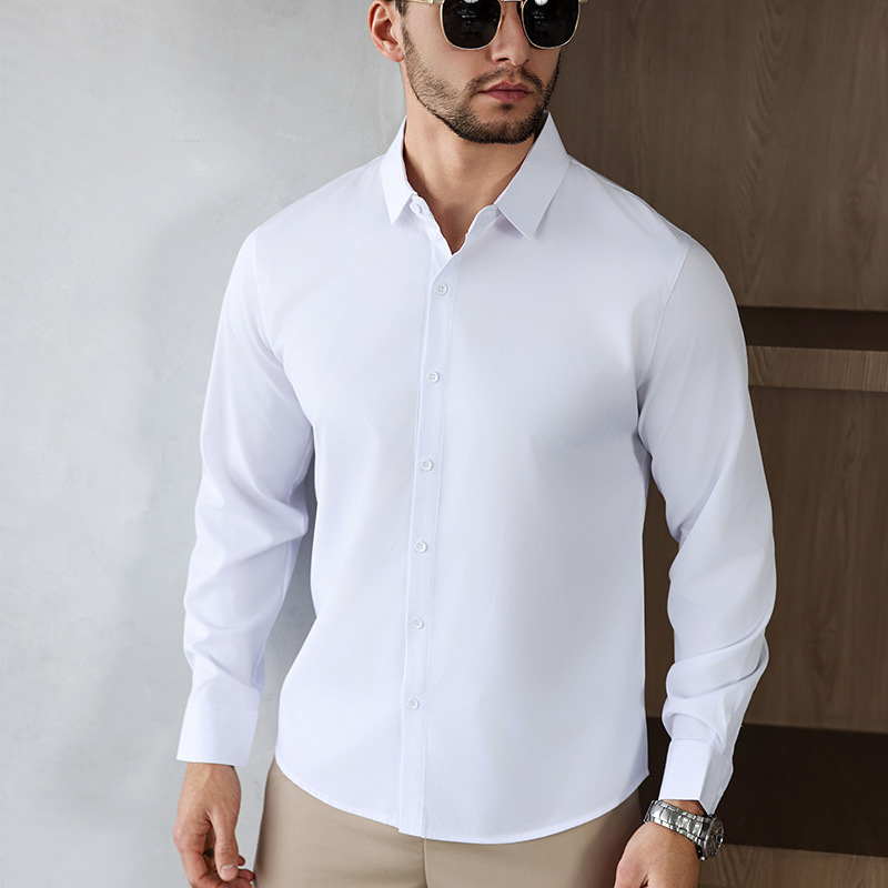 Новая рубашка для мужчин с длинным рукавом однотонная бизнес-рубашка европейского размера антивозрастная оптовая