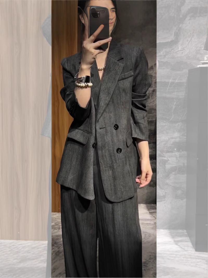 2765 plus size Women's Commuter Professional Suit suit chubby girl Early Spring Fashion Light Mature Wide Leg Pants Suit Jacket