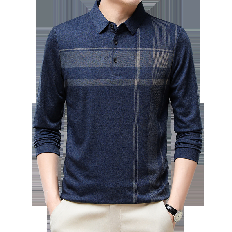 2023 new middle-aged long-sleeved T-shirt men's middle-aged and elderly casual loose spring and autumn top men's bottoming T-shirt