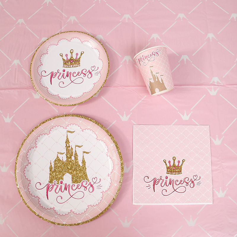 Amazon Cross-Border Birthday Party Paper Plates, Paper Cups, Colorful Printed Napkins, Dessert Food-Grade Disposable Tableware