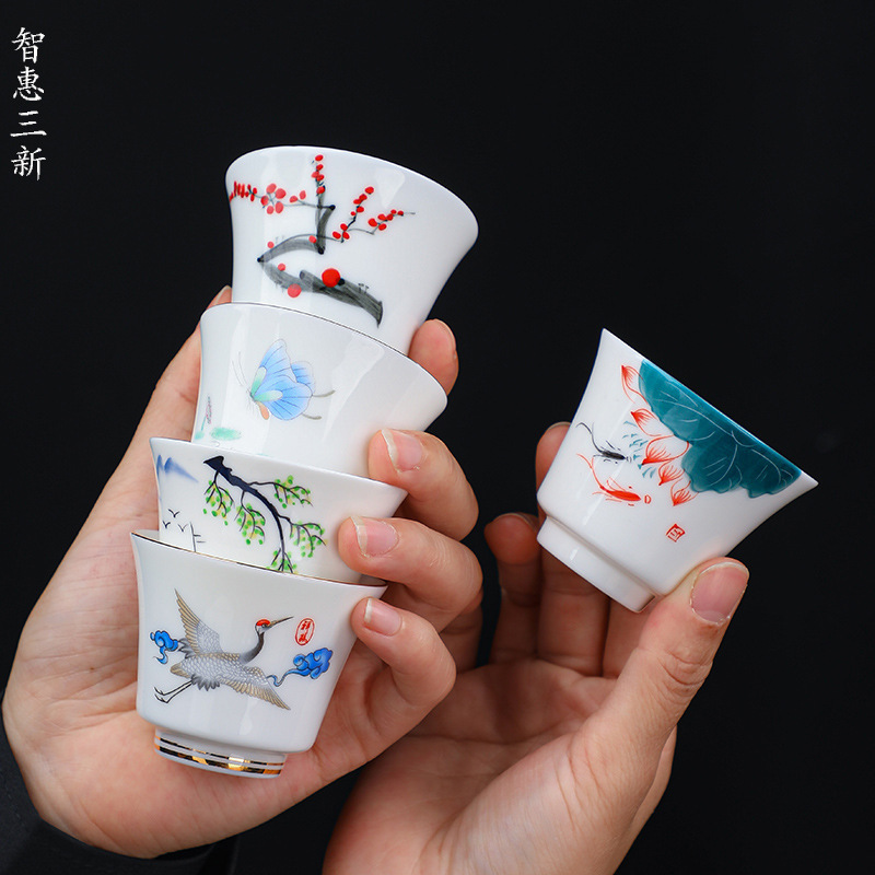 Керамическая чайная чаша, ручная роспись, для кунг-фу