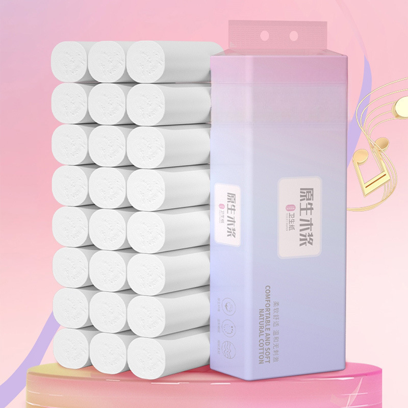 Roll toilet paper raw wood pulp household coreless roll paper toilet paper toilet paper whole box wholesale package number = = roll