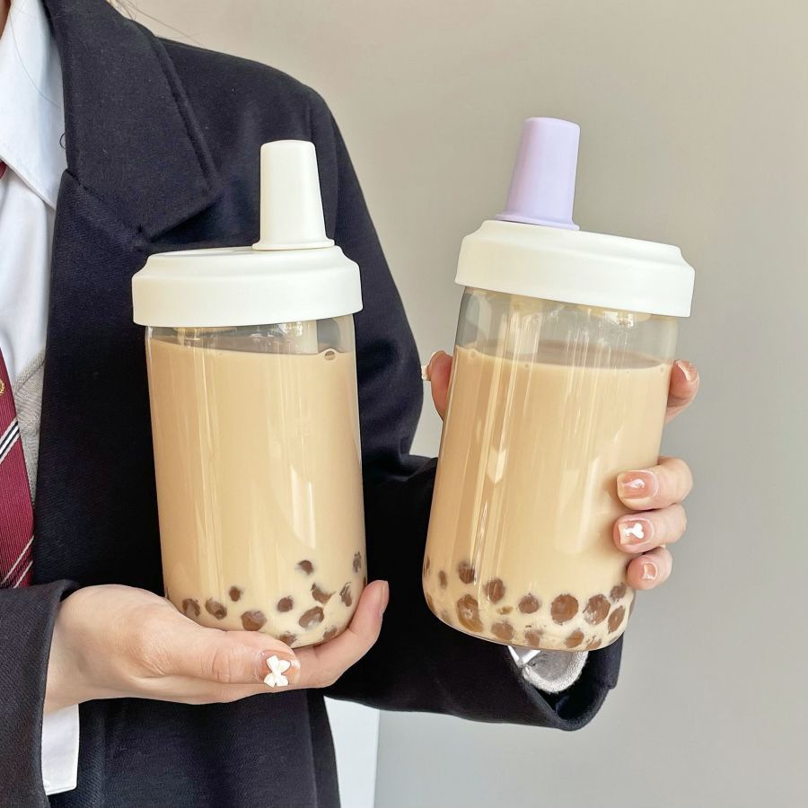 Suctionable Pearl Straw Cup, Simple and Portable, High Temperature Resistant Plastic Water Cup, Good-Looking Milk Tea Cup for Men and Women