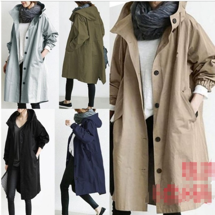 Новая осенняя модная куртка средней длины с длинными рукавами и пуговицами для женщин из Европы и Америки 2025 года