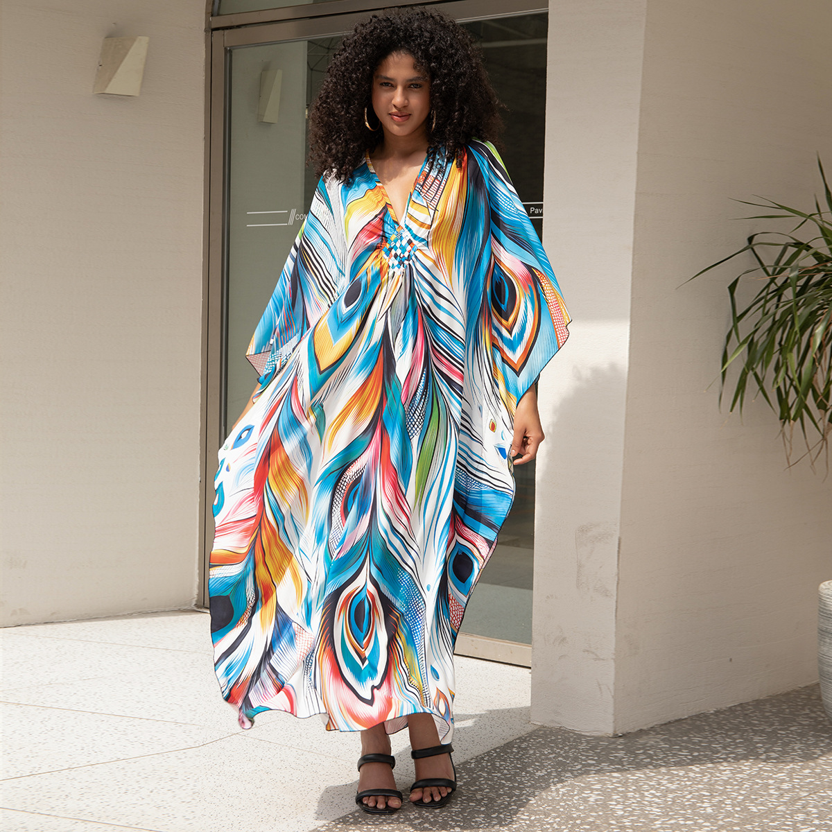 Beach blouse positioning printed holiday outfit chest hand-woven dress cross-border Amazon Y8774 Y