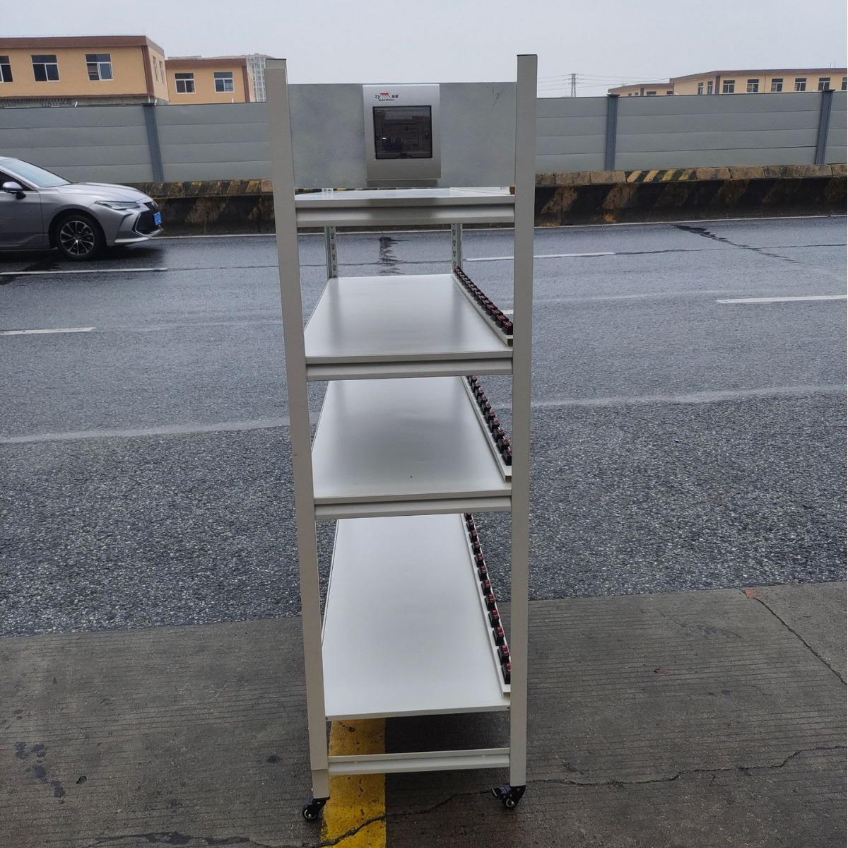 4-слойная двухсторонняя стойка для тестирования проводки, электронные и электрические осветительные продукты, белая антистатическая стойка с колесами