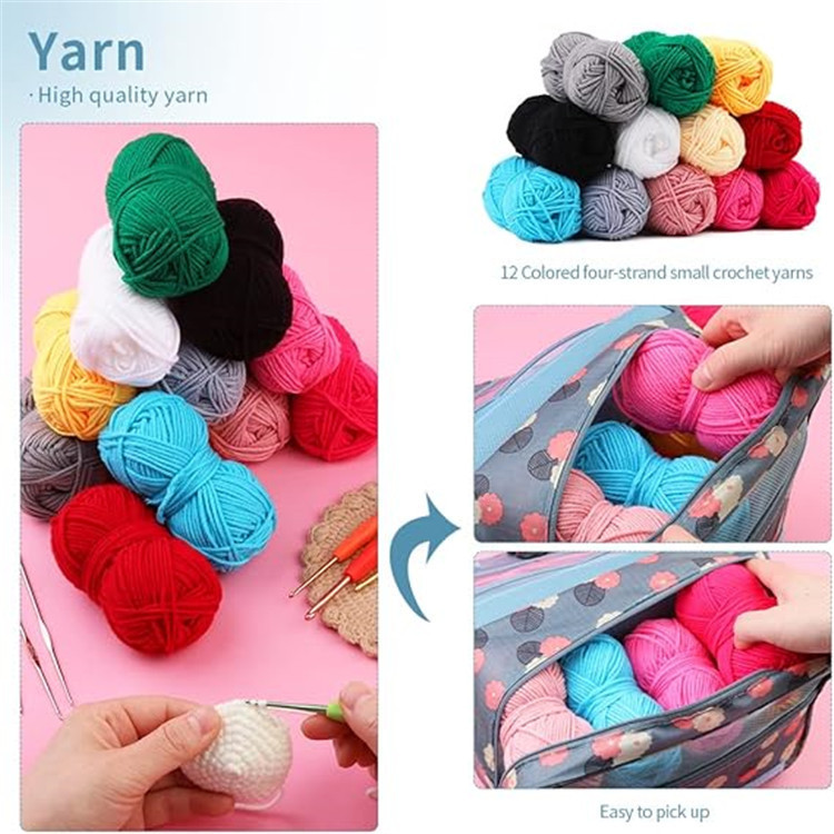 Cross-border 130-piece crochet full set of tools hand-knitted sewing kit 12 colors milk cotton wool suit