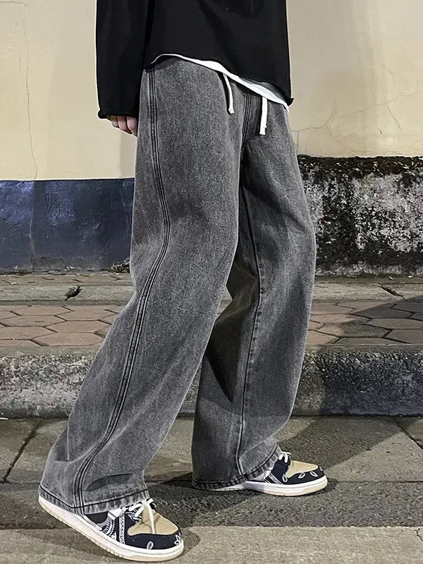 Джинсы Design Sense мужские 2024 новые прямые свободные американские уличные брюки весна и осень модный бренд оверсайз