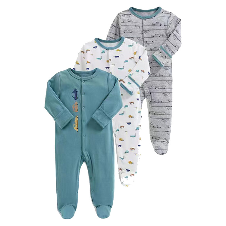 Foreign trade children's clothing spring and autumn baby jumpsuit long sleeve foot-covered climbing pajamas newborn baby gift box cross-border exclusive