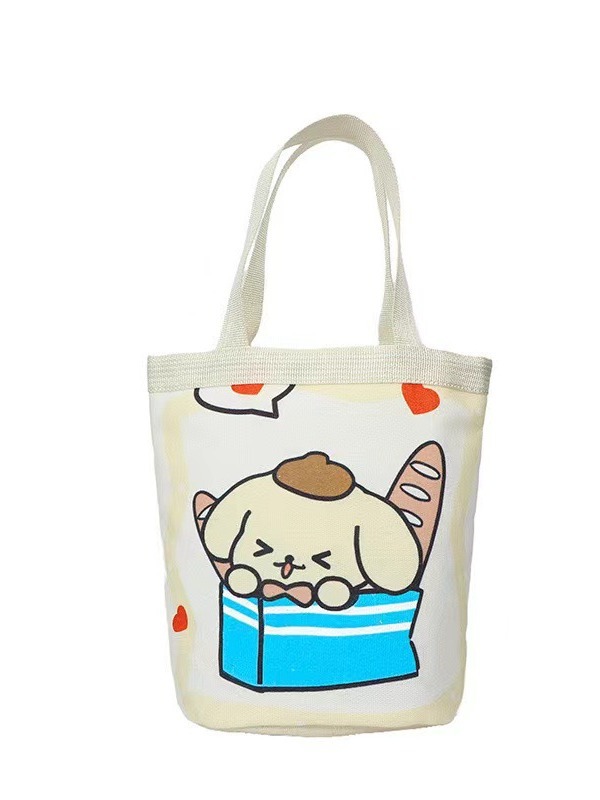 Bucket Portable Han Feng Girl Heart Mummy Lunch Bag Work Small Bag Children's Fun Graffiti Canvas Bag Cute Illustration