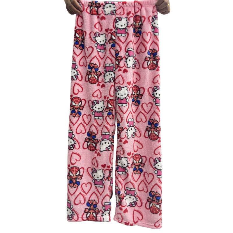 Amazon Flannel Pajama Pants Women's Autumn and Winter Flannel Loose New Home Casual Warm Pants for Outer Wear